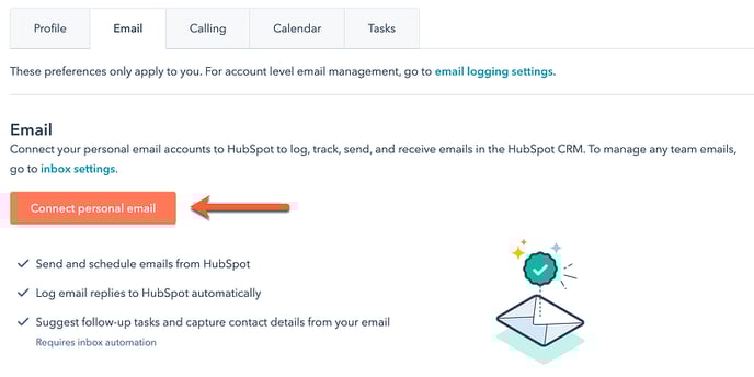 connect-personal-email-in-settings