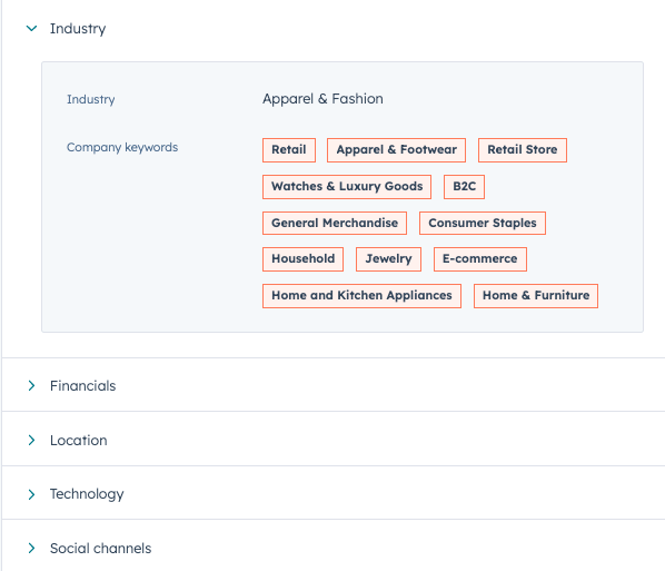 intelligence Tab - Industry